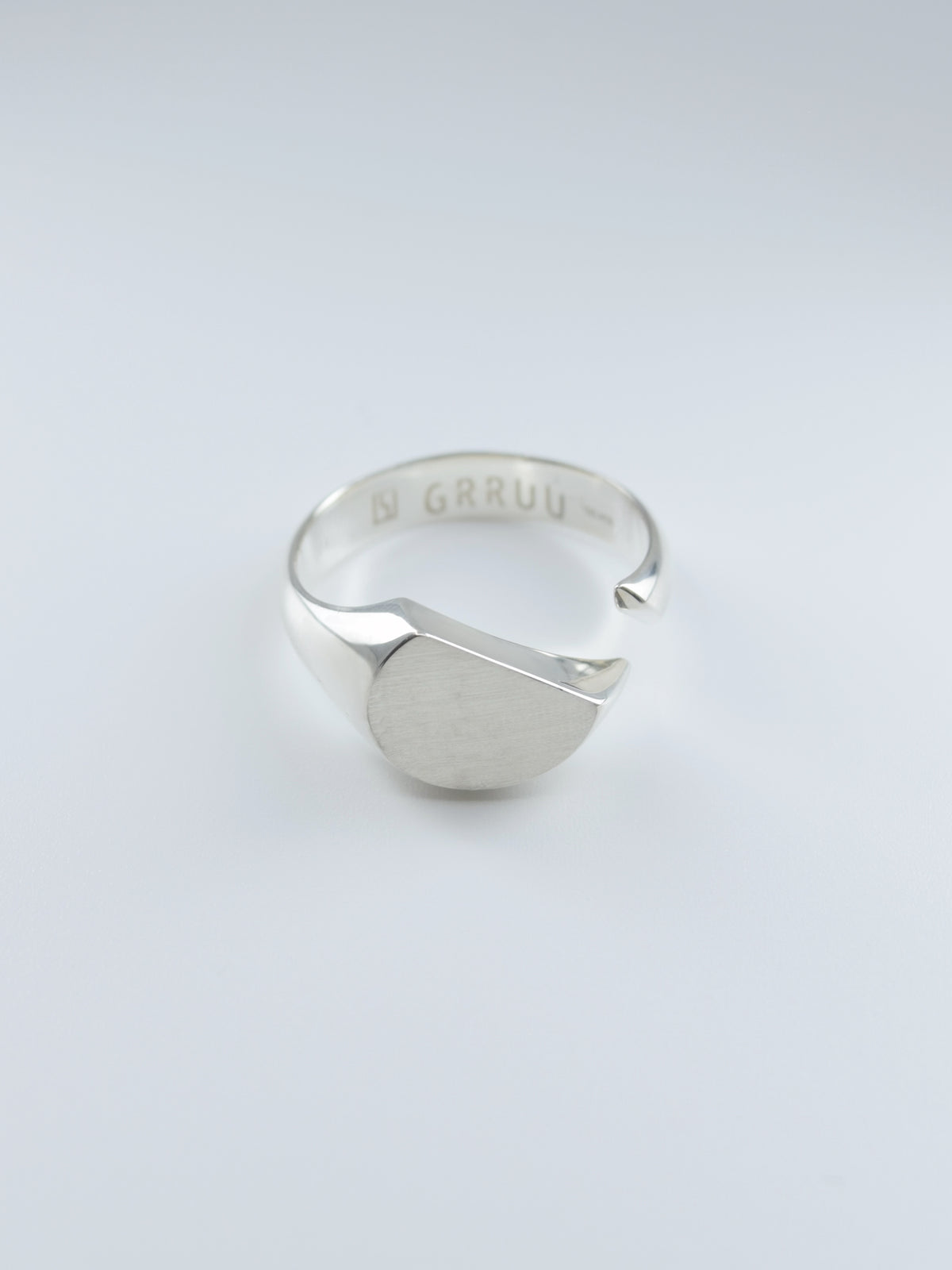 SILVER Intent Loss Circle Signet Ring - JP Size #21-25