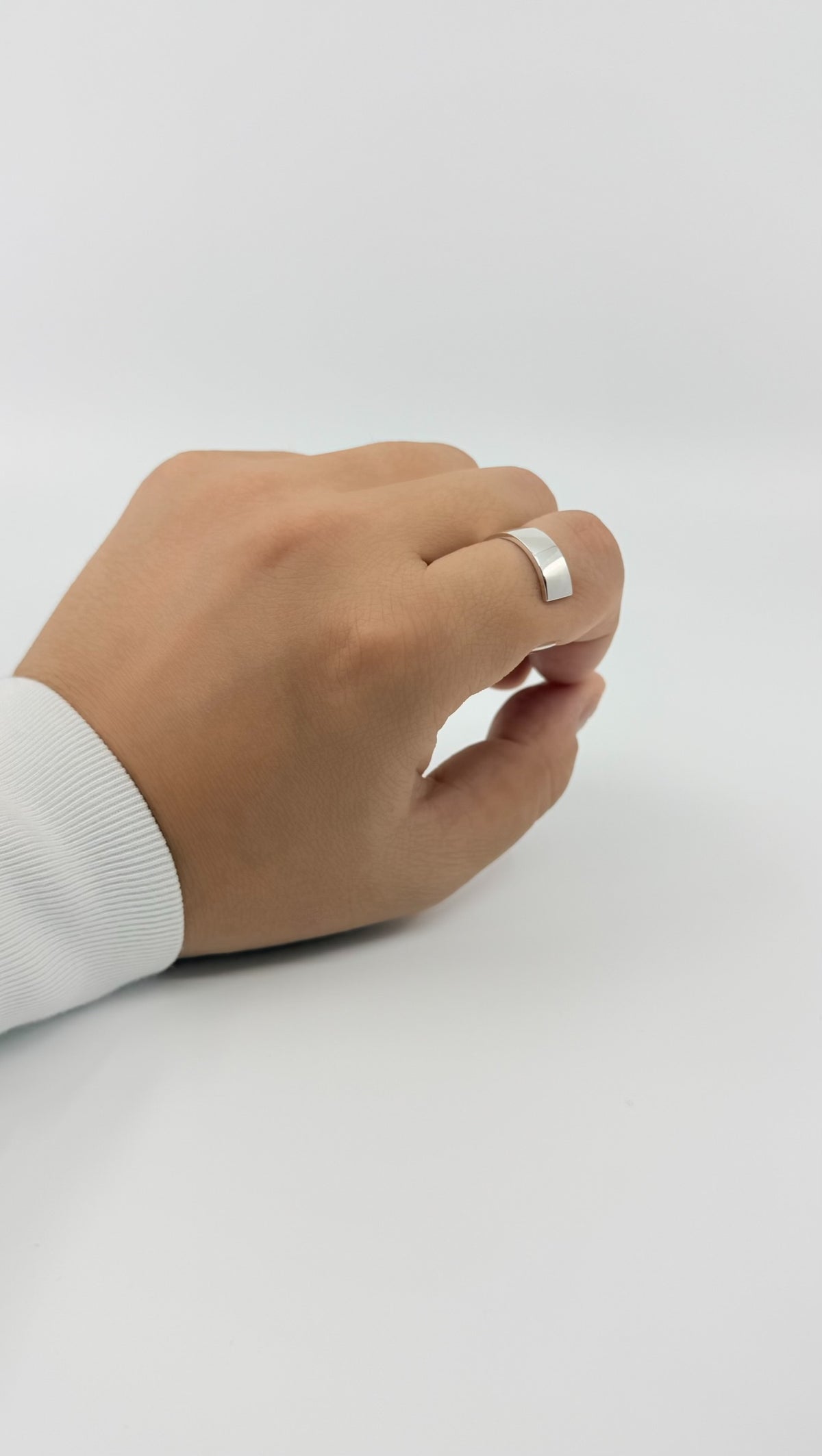 SILVER Intent Loss Flat Narrow Ring - JP Size #21-25