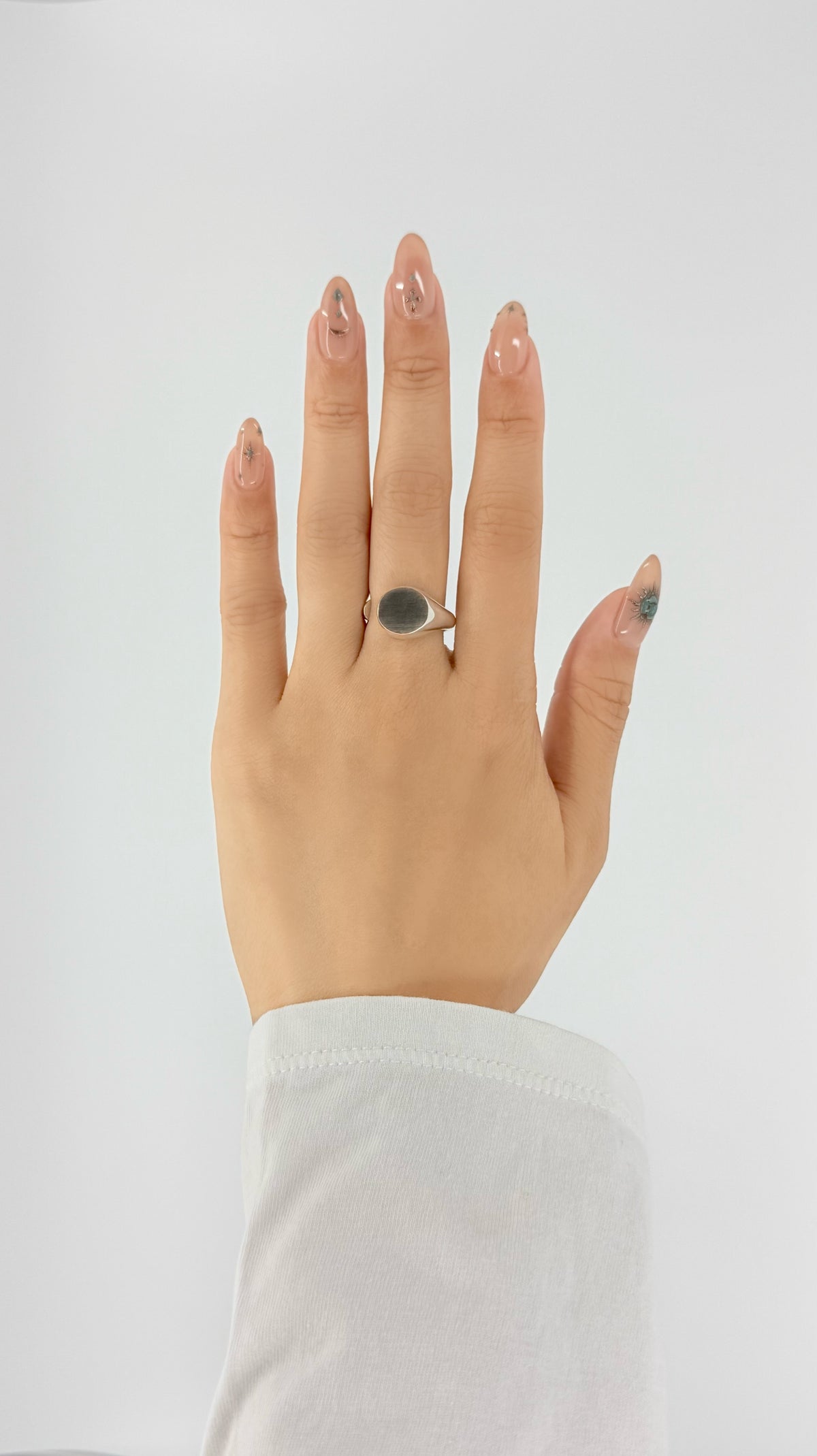SILVER Intent Loss Circle Signet Ring - JP Size #9-15